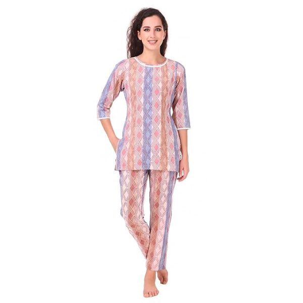 Women's Cotton Printed Night Suit Set of Top & Pyjama