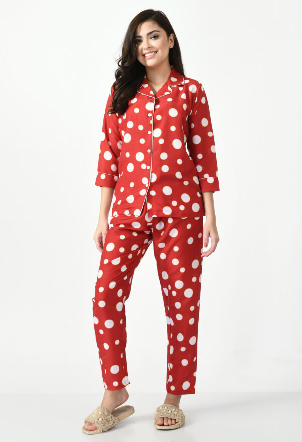 Rayon Polka Dot Printed New Night Suit